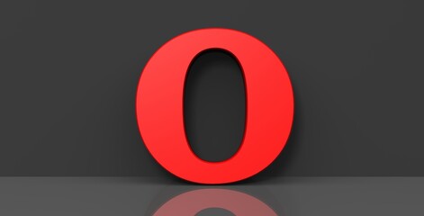 O letter red 3d sign alphabet capital letter