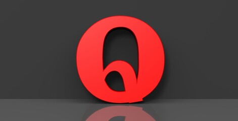 Q letter red 3d sign alphabet capital letter