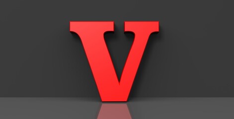 Fototapeta premium V letter red 3d sign alphabet capital letter