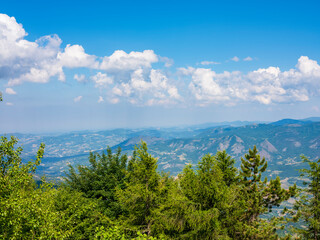 Hilly landscape of Oltrepò Pavese, Italy.