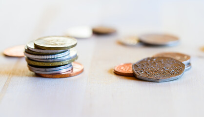 British coins against a light background