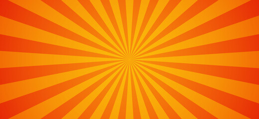 Orange Sunburst Pattern Background. Rays. Radial. Summer Banner. Vector Illustration