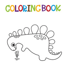 Cute cartoon dino baby coloring page