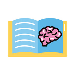 brain human in book line and fill style icon