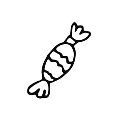 Sweet Candy Drawing.A simple candy. Hand drawn vector illustration, doodle wrapped candy. Hand drawn doodle candy icon.black sketch.Sign symbol candy cane card, logo banner,poster, icon, emblem, label