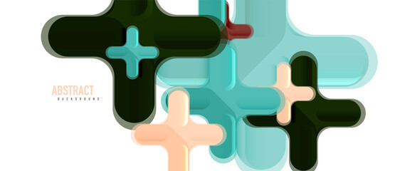 Glossy multicolored plastic style cross composition, x shape design, techno geometric modern abstract background. Trendy abstract layout template