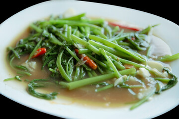Top view of Stir Fry Water Spinach