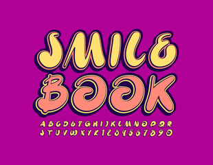 Vector creative banner Smile Book. Bright Artistic Font. Handwritten Alphabet Letters and Numbers for Kids