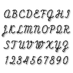 Letter set with light bulbs, neon font