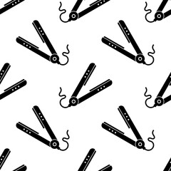 Hair Straightener Icon Seamless Pattern, Hair Straightener