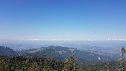 mountain view from Mount Pilatus in summer, a mountain massif overlooking Lucerne in Central Switzerland