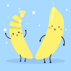 cute happy lovely sliced banana vector design