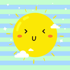 cute happy lovely sun with cloud vector design