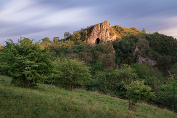 Sunset at Thors Cave in the Peak District UK