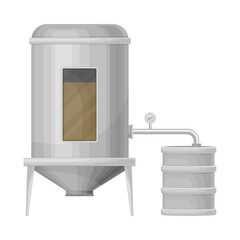 Tank with Malted Barley Lautering Process as Beer Production Vector Illustration