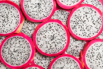 Sweet tasty dragon fruit or pitaya slices.
