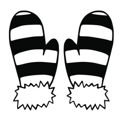 Christmas doodle element - mittens. Winter design single element for cards, posters, banners, wrapping paper, stickers, logo and other winter design.