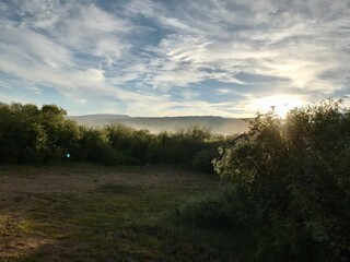 sunset over the river