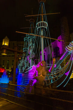 Las Vegas, United States of America - May 07, 2016: The outdoor live free show The Sirens of Treasure Island in Las Vegas, Nevada.