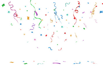Vector illustration of falling confetti on a transparent background.	
