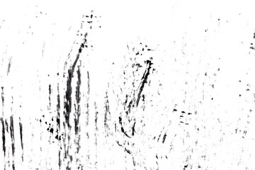 Abstract drops and smears of black acrylic paint isolated on a white background.