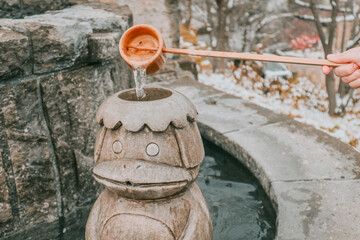Fototapeta na wymiar Kappa Statue of Hokkaido Hot Spring