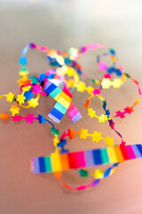 View colorful LGBT rainbow ribbons background