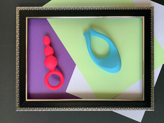 Sex toys. Vibrator and butt plag. Useful for adult, sex shop