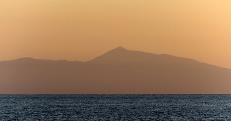Mount Olympus in sunset in distance