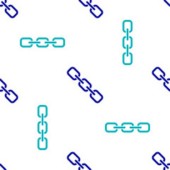 Blue Chain link icon isolated seamless pattern on white background. Link single. Hyperlink chain symbol. Vector.
