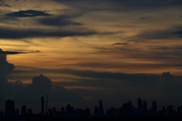 Colorful twilight cloud over Bangkok city, Thailand