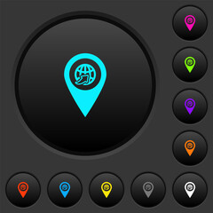 International route GPS map location dark push buttons with color icons