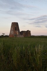 Sunset/night time at St Benet's Abbey, medieval ruins at Ludham on the Norfolk Broads