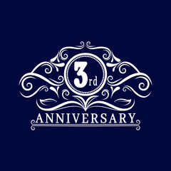 3 years Anniversary logo, luxurious 3rd Anniversary design celebration.