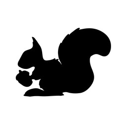 Squirrel silhouette vector icon. Forest animal illustration isolated on white background.