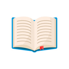 Simple illustration of open book isolated on white background. Vector icon for web. Design for education or reading concept.