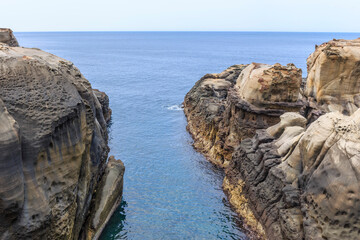 rocky coast of the sea at Taipei Taiwan.