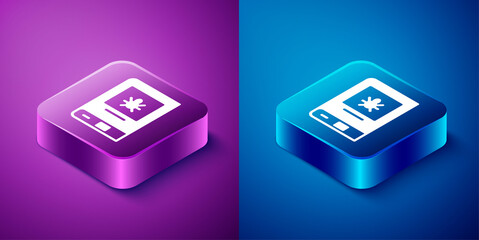 Isometric Book about insect icon isolated on blue and purple background. Square button. Vector.