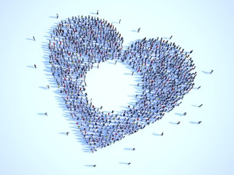 A Large Group Of People In The Shape Of A Heart