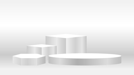 luxury 3d pedestal silver on grey background, silver pedestal circle box for cosmetics product display show, silver podium stage show for deluxe victory position, ellipse pedestal of product placement