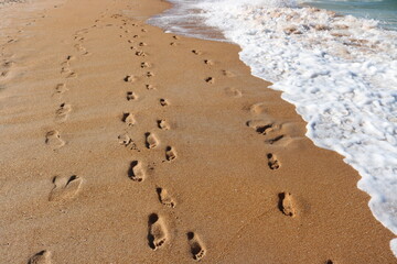 Footprints by the shore, Flagler Beach, Florida