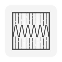 Finger joint of wood icon. Also called comb joint. That is a woodworking joint for lumber, timber and plywood. Made by cutting two piece of wood and glued together. For  creating a long piece of wood.