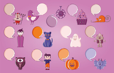 Set of speaking Halloween characters.