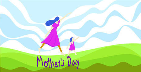 Mother and child, family in the mountains