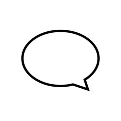 speech balloon ellipse isolated on white, speech bubble art line sign of communication symbol, black and white speech bubble for talk text, balloon message icon, dialog chatting graphic for icon talk