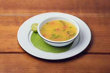 Traditional mexican gourmet food. Mexican traditional food gourmet on table. Exotic mexican food. Mexican soup