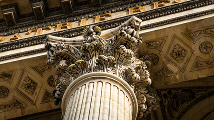detail of the facade of the basilica of st peter in vatican