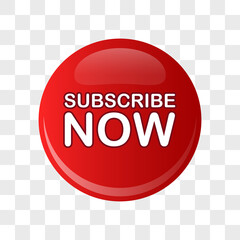 subscribe now button for social media or business concept on transparent background. vector illustration