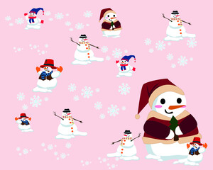 christmas card with snowman and gifts