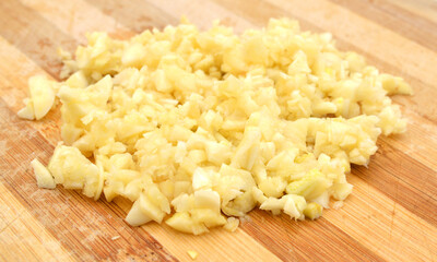 Garlic on wooden board